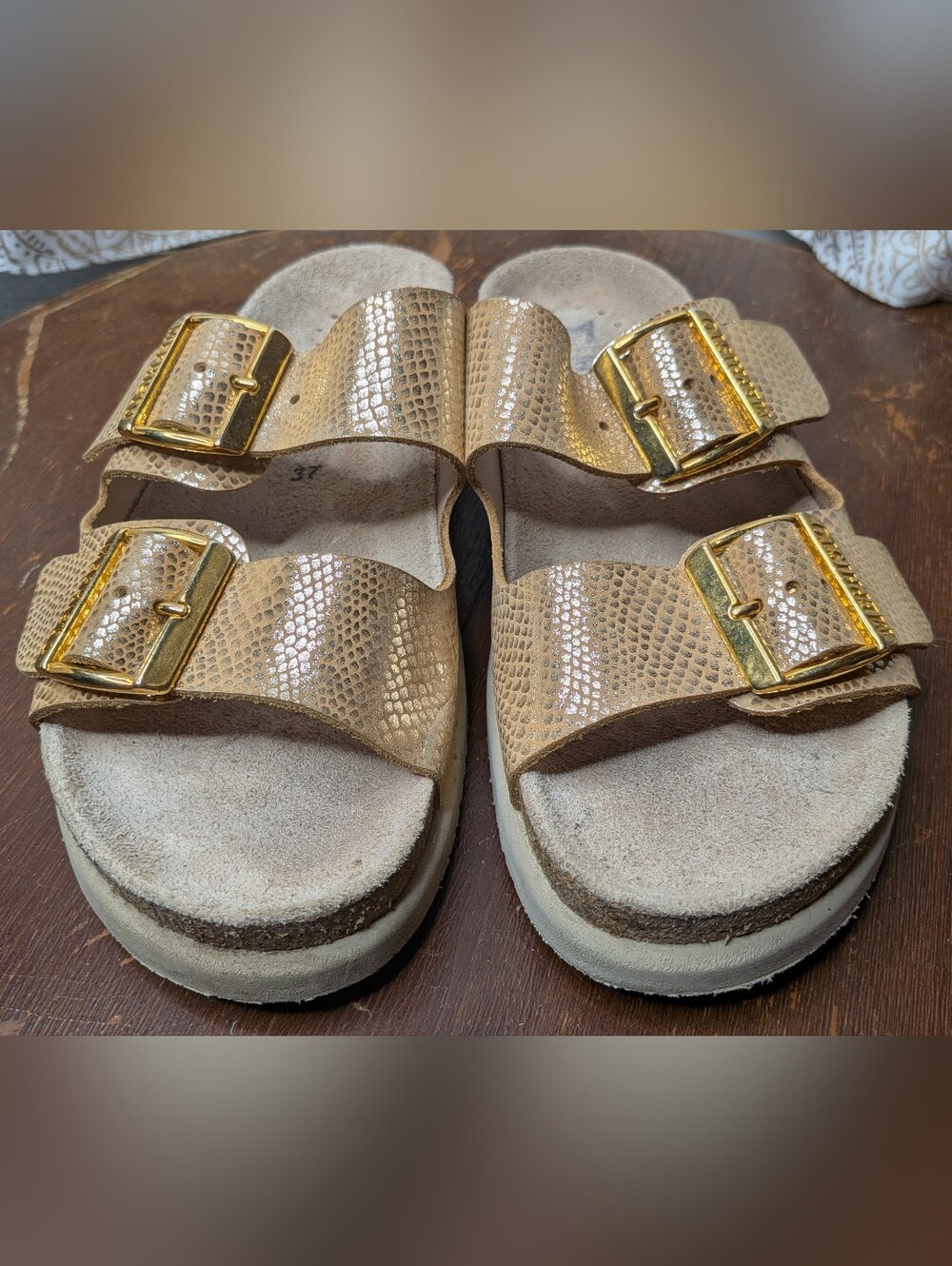 Mephisto Women's Hester Light Sand Havana 512 Two Buckle Straps Flat Sandals 37 - Picture 2 of 10